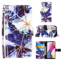 Starry Blue Stitching Color Marble Leather Wallet Case for Motorola Moto G Stylus 2021
