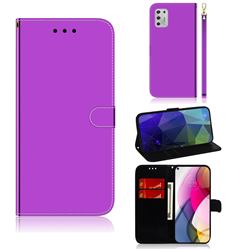 Shining Mirror Like Surface Leather Wallet Case for Motorola Moto G Stylus 2021 - Purple