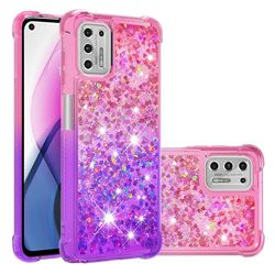 Rainbow Gradient Liquid Glitter Quicksand Sequins Phone Case for Motorola Moto G Stylus 2021 - Pink Purple