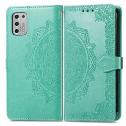 Embossing Imprint Mandala Flower Leather Wallet Case for Motorola Moto G Stylus 2021 4G - Green