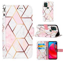 Pink White Stitching Color Marble Leather Wallet Case for Motorola Moto G Stylus 2021 5G