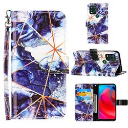 Starry Blue Stitching Color Marble Leather Wallet Case for Motorola Moto G Stylus 2021 5G