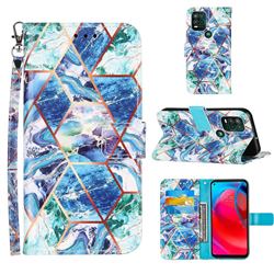 Green and Blue Stitching Color Marble Leather Wallet Case for Motorola Moto G Stylus 2021 5G