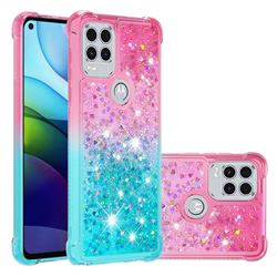 Rainbow Gradient Liquid Glitter Quicksand Sequins Phone Case for Motorola Moto G Stylus 2021 5G - Pink Blue
