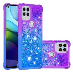 Rainbow Gradient Liquid Glitter Quicksand Sequins Phone Case for Motorola Moto G Stylus 2021 5G - Purple Blue