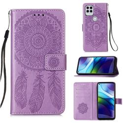 Embossing Dream Catcher Mandala Flower Leather Wallet Case for Motorola Moto G Stylus 2021 5G - Purple