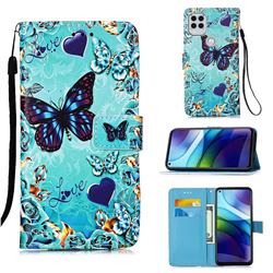 Love Butterfly Matte Leather Wallet Phone Case for Motorola Moto G Stylus 2021 5G