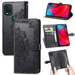 Embossing Imprint Mandala Flower Leather Wallet Case for Motorola Moto G Stylus 2021 5G - Black