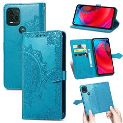 Embossing Imprint Mandala Flower Leather Wallet Case for Motorola Moto G Stylus 2021 5G - Blue