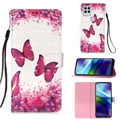 Rose Butterfly 3D Painted Leather Wallet Case for Motorola Moto G Stylus 2021 5G