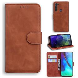 Retro Classic Skin Feel Leather Wallet Phone Case for Motorola Moto G Stylus - Brown