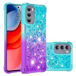 Rainbow Gradient Liquid Glitter Quicksand Sequins Phone Case for Motorola Moto G Stylus 2022 - Blue Purple