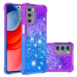Rainbow Gradient Liquid Glitter Quicksand Sequins Phone Case for Motorola Moto G Stylus 2022 - Purple Blue