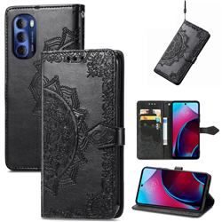 Embossing Imprint Mandala Flower Leather Wallet Case for Motorola Moto G Stylus 2022 - Black
