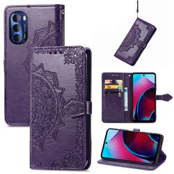Embossing Imprint Mandala Flower Leather Wallet Case for Motorola Moto G Stylus 2022 - Purple