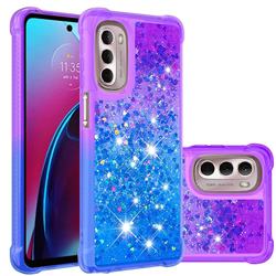 Rainbow Gradient Liquid Glitter Quicksand Sequins Phone Case for Motorola Moto G Stylus 5G 2022 - Purple Blue