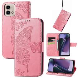 Embossing Mandala Flower Butterfly Leather Wallet Case for Motorola Moto G Stylus 5G 2023 - Pink
