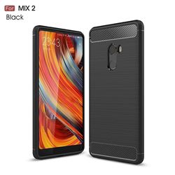 Luxury Carbon Fiber Brushed Wire Drawing Silicone TPU Back Cover for Xiaomi Mi Mix 2 (Black)
