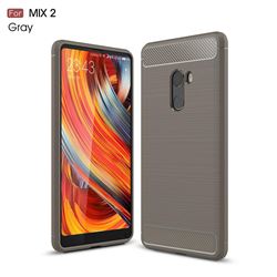 Luxury Carbon Fiber Brushed Wire Drawing Silicone TPU Back Cover for Xiaomi Mi Mix 2 (Gray)