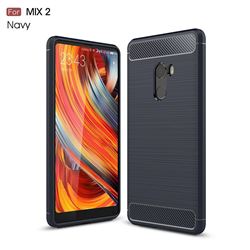 Luxury Carbon Fiber Brushed Wire Drawing Silicone TPU Back Cover for Xiaomi Mi Mix 2 (Navy)