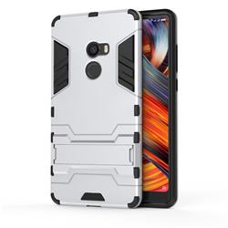 Armor Premium Tactical Grip Kickstand Shockproof Dual Layer Rugged Hard Cover for Xiaomi Mi Mix 2 - Silver
