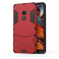 Armor Premium Tactical Grip Kickstand Shockproof Dual Layer Rugged Hard Cover for Xiaomi Mi Mix 2 - Wine Red