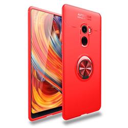 Auto Focus Invisible Ring Holder Soft Phone Case for Xiaomi Mi Mix 2 - Red