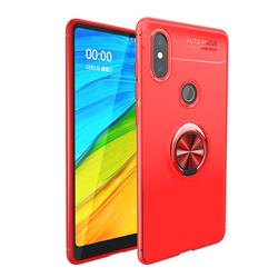 Auto Focus Invisible Ring Holder Soft Phone Case for Xiaomi Mi Mix 2S - Red
