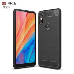 Luxury Carbon Fiber Brushed Wire Drawing Silicone TPU Back Cover for Xiaomi Mi Mix 2S - Black