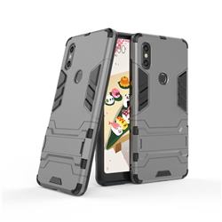 Armor Premium Tactical Grip Kickstand Shockproof Dual Layer Rugged Hard Cover for Xiaomi Mi Mix 2S - Gray