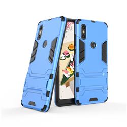 Armor Premium Tactical Grip Kickstand Shockproof Dual Layer Rugged Hard Cover for Xiaomi Mi Mix 2S - Light Blue