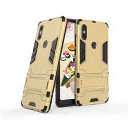 Armor Premium Tactical Grip Kickstand Shockproof Dual Layer Rugged Hard Cover for Xiaomi Mi Mix 2S - Golden
