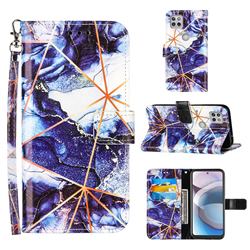 Starry Blue Stitching Color Marble Leather Wallet Case for Motorola One 5G Ace