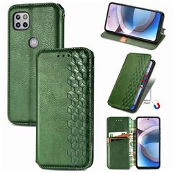 Ultra Slim Fashion Business Card Magnetic Automatic Suction Leather Flip Cover for Motorola One 5G Ace - Green