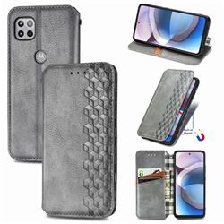 Ultra Slim Fashion Business Card Magnetic Automatic Suction Leather Flip Cover for Motorola One 5G Ace - Grey