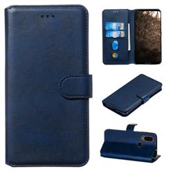 Retro Calf Matte Leather Wallet Phone Case for Motorola One Action - Blue