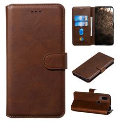 Retro Calf Matte Leather Wallet Phone Case for Motorola One Action - Brown