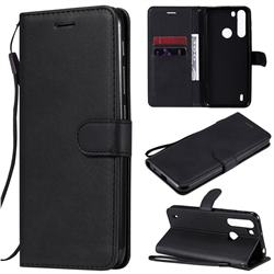 Retro Greek Classic Smooth PU Leather Wallet Phone Case for Motorola Moto One Fusion - Black
