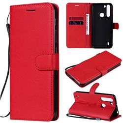 Retro Greek Classic Smooth PU Leather Wallet Phone Case for Motorola Moto One Fusion - Red