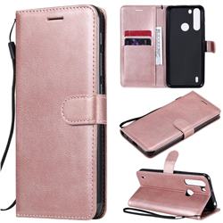 Retro Greek Classic Smooth PU Leather Wallet Phone Case for Motorola Moto One Fusion - Rose Gold