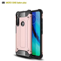 King Kong Armor Premium Shockproof Dual Layer Rugged Hard Cover for Motorola Moto One Fusion Plus - Rose Gold