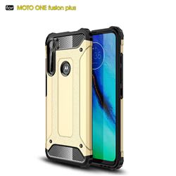 King Kong Armor Premium Shockproof Dual Layer Rugged Hard Cover for Motorola Moto One Fusion Plus - Champagne Gold