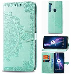Embossing Imprint Mandala Flower Leather Wallet Case for Motorola Moto One Fusion Plus - Green