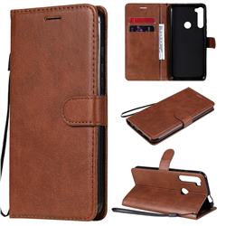 Retro Greek Classic Smooth PU Leather Wallet Phone Case for Motorola Moto One Fusion Plus - Brown