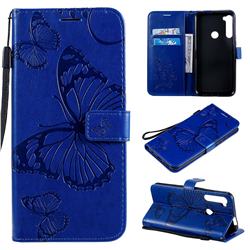 Embossing 3D Butterfly Leather Wallet Case for Motorola Moto One Fusion Plus - Blue