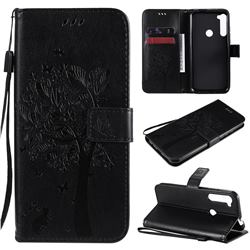 Embossing Butterfly Tree Leather Wallet Case for Motorola Moto One Fusion Plus - Black