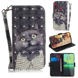 Cat Embrace 3D Painted Leather Wallet Phone Case for Motorola One Macro