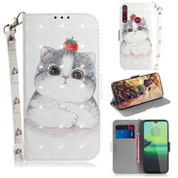 Cute Tomato Cat 3D Painted Leather Wallet Phone Case for Motorola One Macro