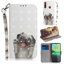 Pug Dog 3D Painted Leather Wallet Phone Case for Motorola One Macro