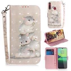Three Squirrels 3D Painted Leather Wallet Phone Case for Motorola One Macro